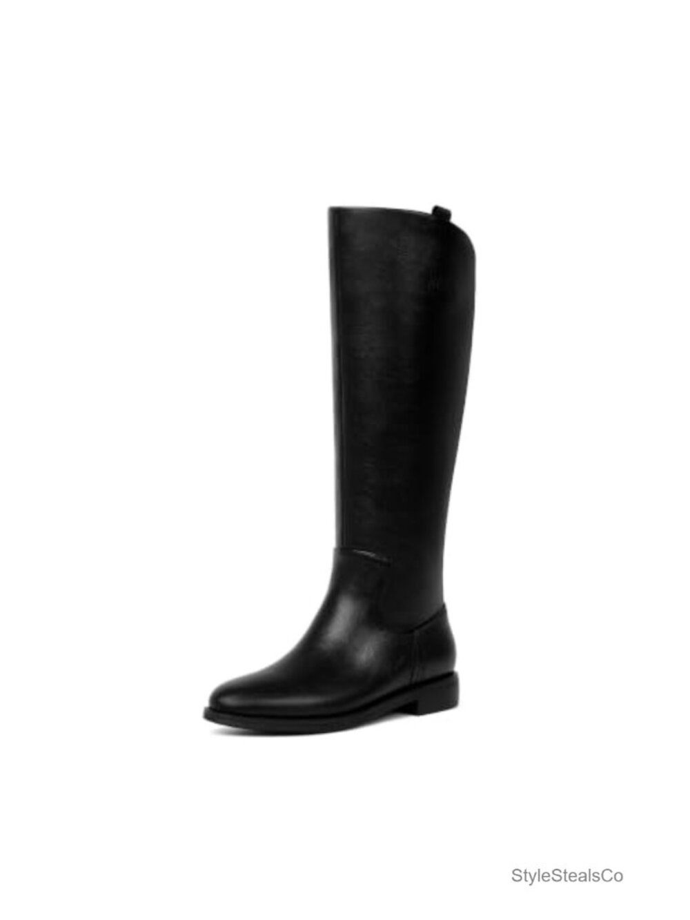 Knee High Boots Women Round Toe Flat Faux Leather Retro Riding Boots